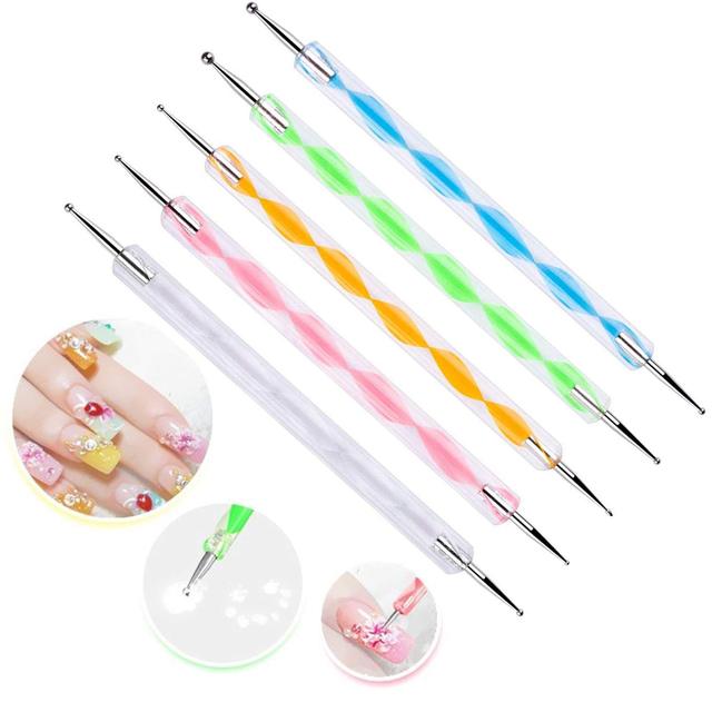 5PCS Nail Art Dotting Pen Dual-ended Drawing Painting Dotting